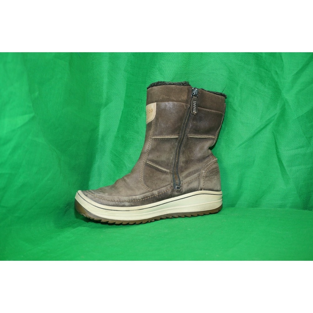 Ecco Womens Snow Boots Brown Leather Mid Calf Winter Size 38 US 7-7.5 - Picture 6 of 10